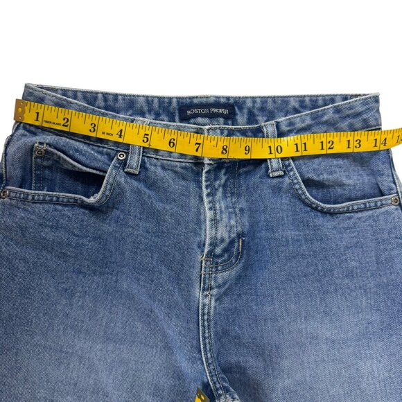 Boston Proper Women’s Flare Jeans Size 28 Blue Denim Split Hem - Picture 6 of 7